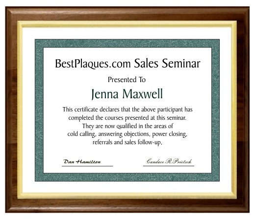 8.5x11 Certificate Plaques Slide In Genuine Walnut Style - 10.5x13 Plaques